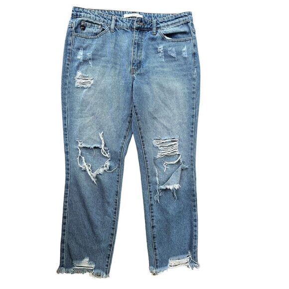 KanCan Women's Estilo Jeans‎ SZ 28 Denim Mid Rise cropped Leg Distressed Raw Hem - Picture 2 of 9